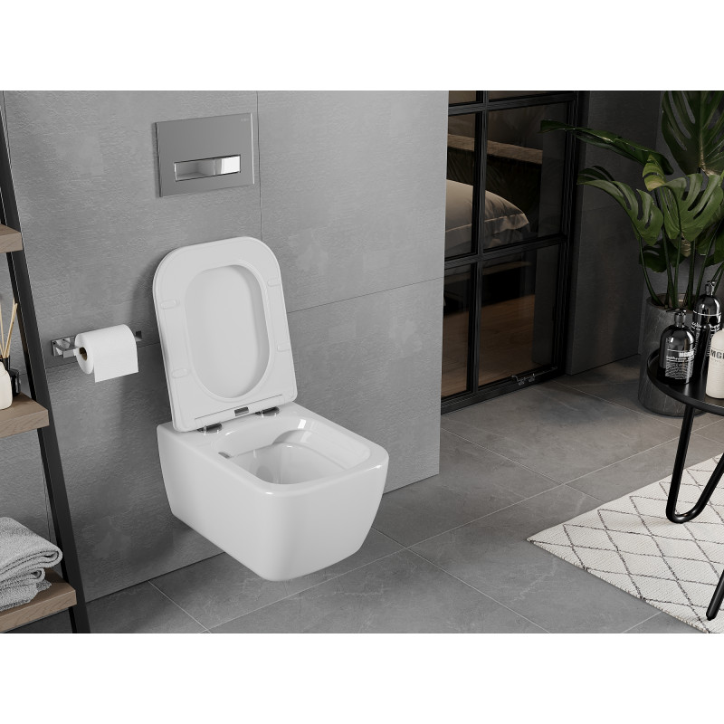 Mexen Elis WC mísa Rimless s pomalu padajícím sedátkem slim, duroplast, bílý lesk - 30910600