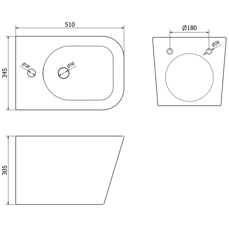 Mexen Teo závěsný bidet, černý mat - 35855185