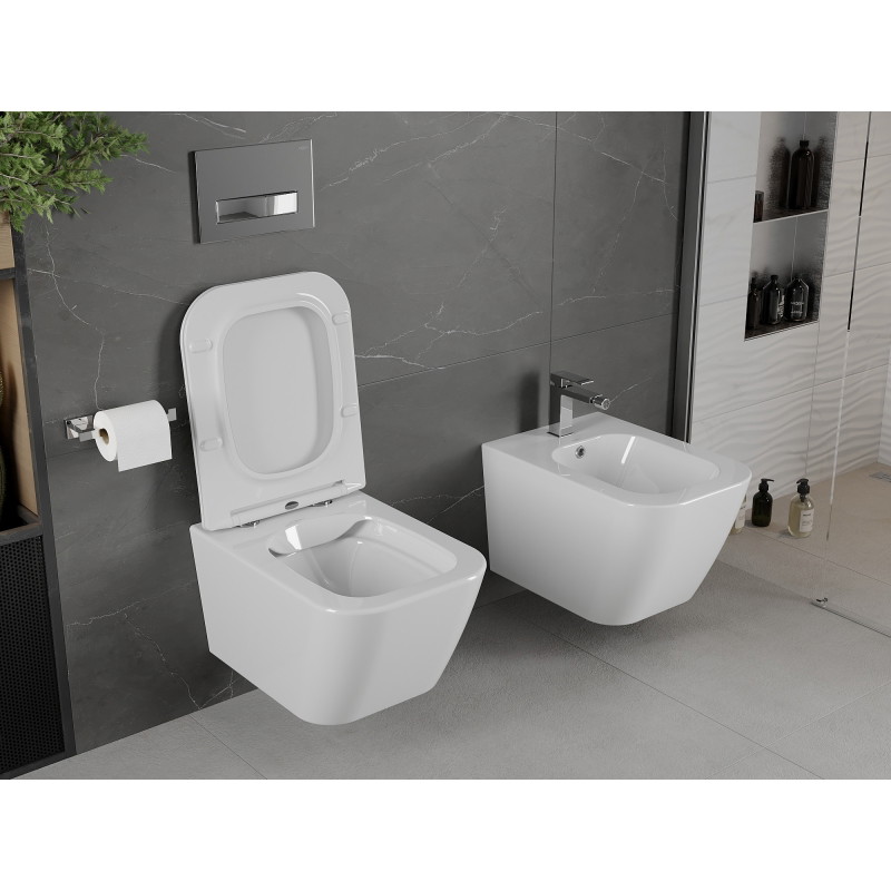 Mexen Madox WC mísa Rimless se zpomalovacím sedátkem slim, duroplast, bílý lesk - 30154000