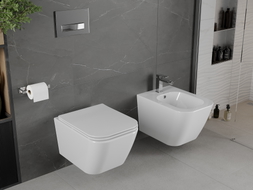 Mexen Madox WC mísa Rimless s pomalu padajícím slim sedátkem, duroplast, bílý lesk - 30154000