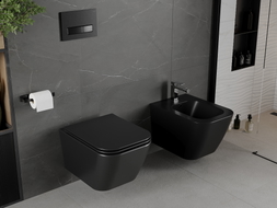 Mexen Madox wc mísa Rimless se sedátkem s pomalým zavíráním slim, duroplast, černá matná - 30154070