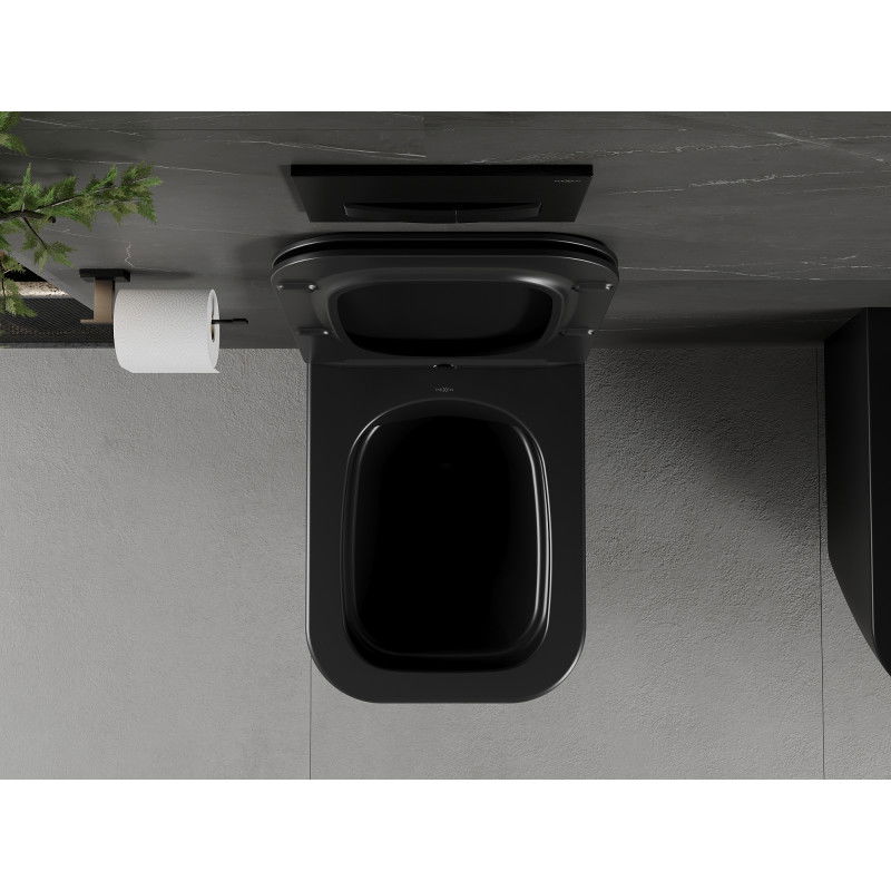 Mexen Madox WC mísa Rimless s deskou zpomaleným sklápěním slim, duroplast, černá mat - 30154070
