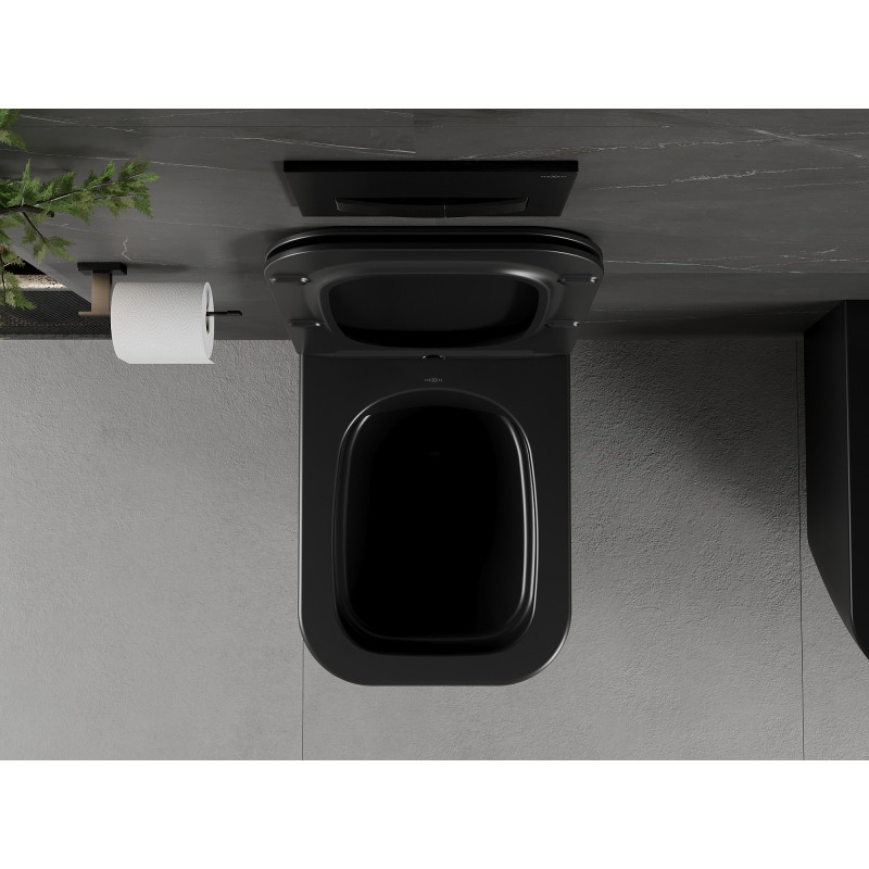 Mexen Madox WC mísa Rimless s pomalu klesající deskou slim, duroplast, černá mat - 30154070