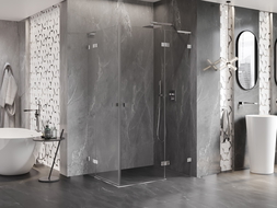 Mexen Lunar L Duo sprchový kout s pravými otevíracími dveřmi 105 x 95 cm, průhledný, chrom - 834L-105P-095L-01-00