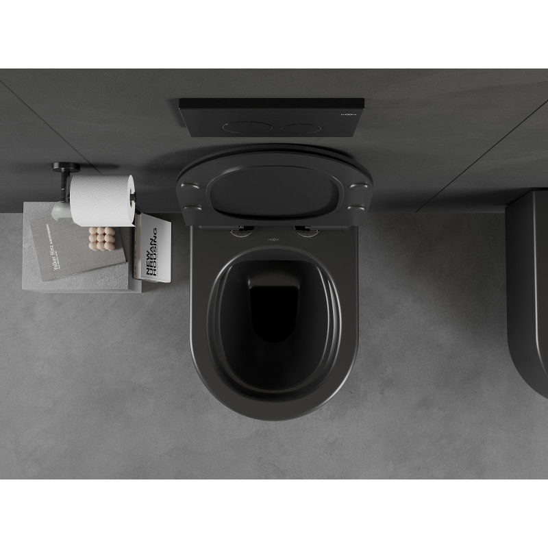 Mexen Sofia WC mísa Rimless s pomalu sklápějícím slim sedátkem, duroplast, černá matná - 30540185