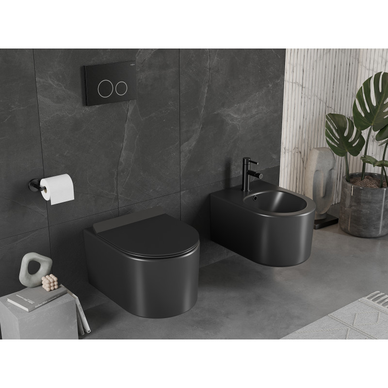 Mexen Sofia WC mísa Rimless s pomalu padajícím sedátkem slim, duroplast, černý mat - 30540185