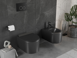 Mexen Sofia WC mísa Rimless s pomalu padajícím sedátkem slim, duroplast, černý mat - 30540185