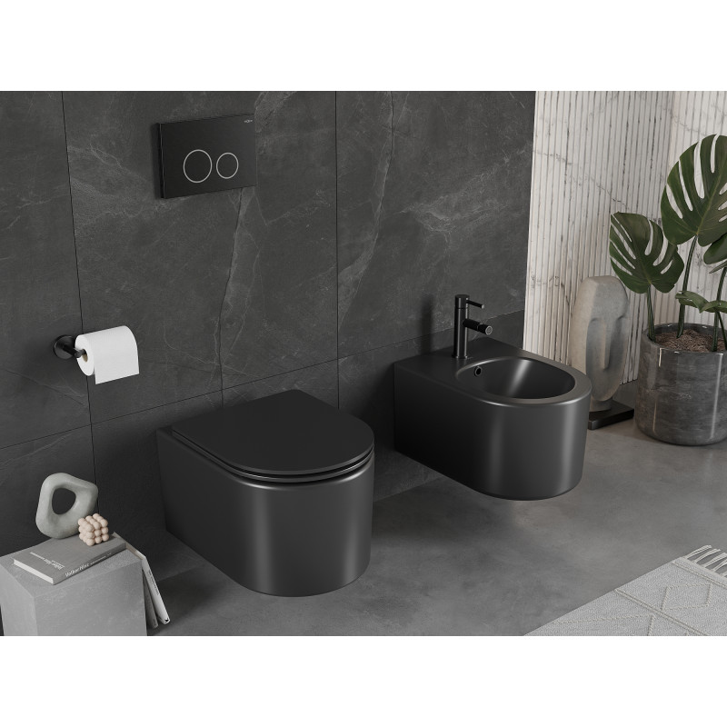 Mexen Sofia wc mísa Rimless s pomalu klesající deskou slim, duroplast, černý mat - 30541085