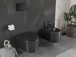 Mexen Sofia wc mísa Rimless s pomalu klesající deskou slim, duroplast, černý mat - 30541085