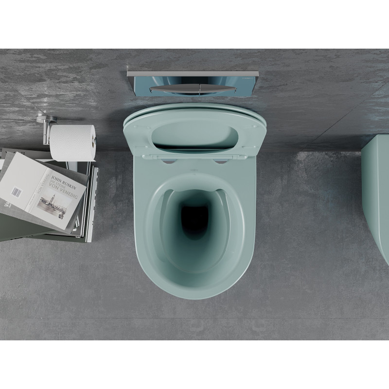 Mexen Lena závěsná WC mísa Rimless s pomalu padajícím tenkým prkénkem, duroplast, světle zelená matná - 30224048