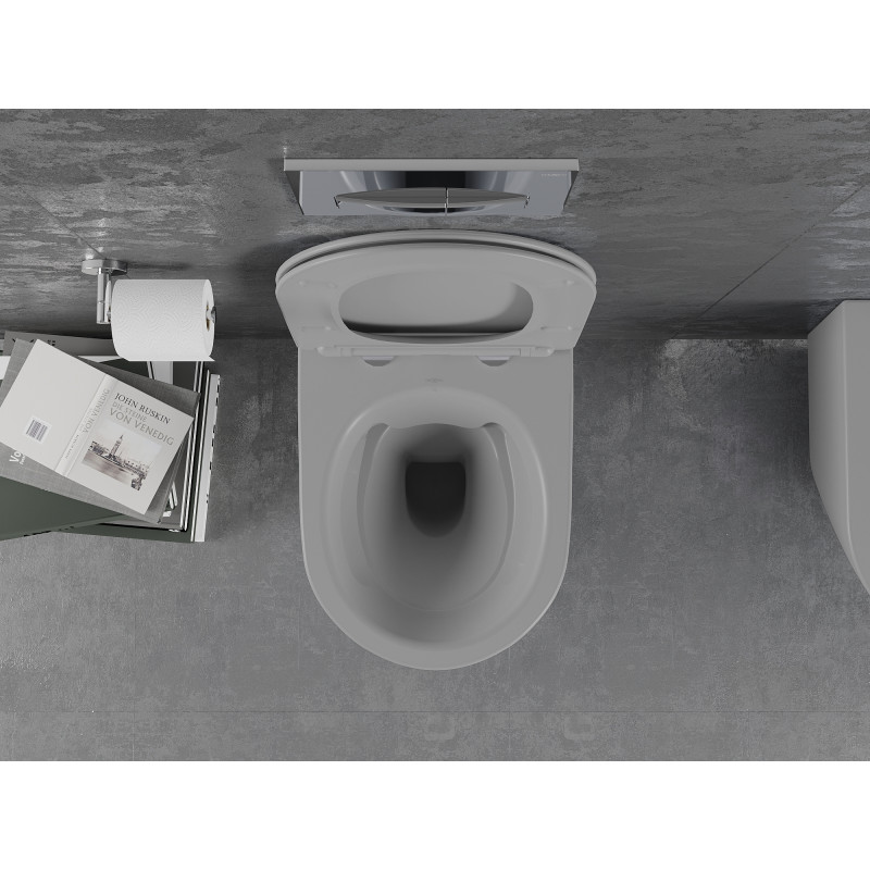 Mexen Lena wc mísa Rimless se sedátkem s tichým zavíráním slim, duroplast, světle šedá mat - 30224061