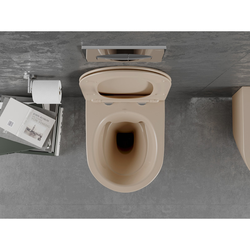 Mexen Lena WC mísa Rimless s pomalu sklopným sedátkem slim, duroplast, cappuccino mat - 30224064