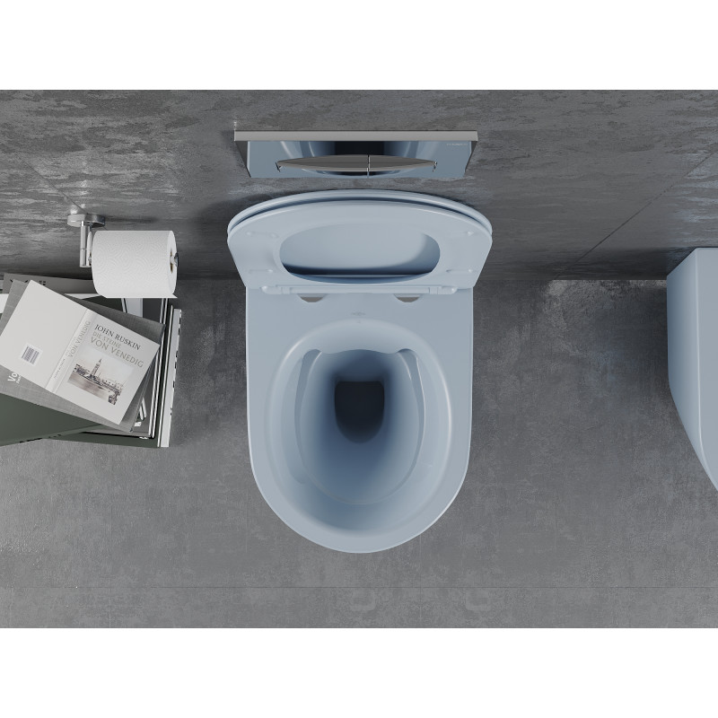 Mexen Lena WC mísa Rimless s pomalu zavíracím slim sedátkem, duroplast, šedo-modrá matná - 30224069