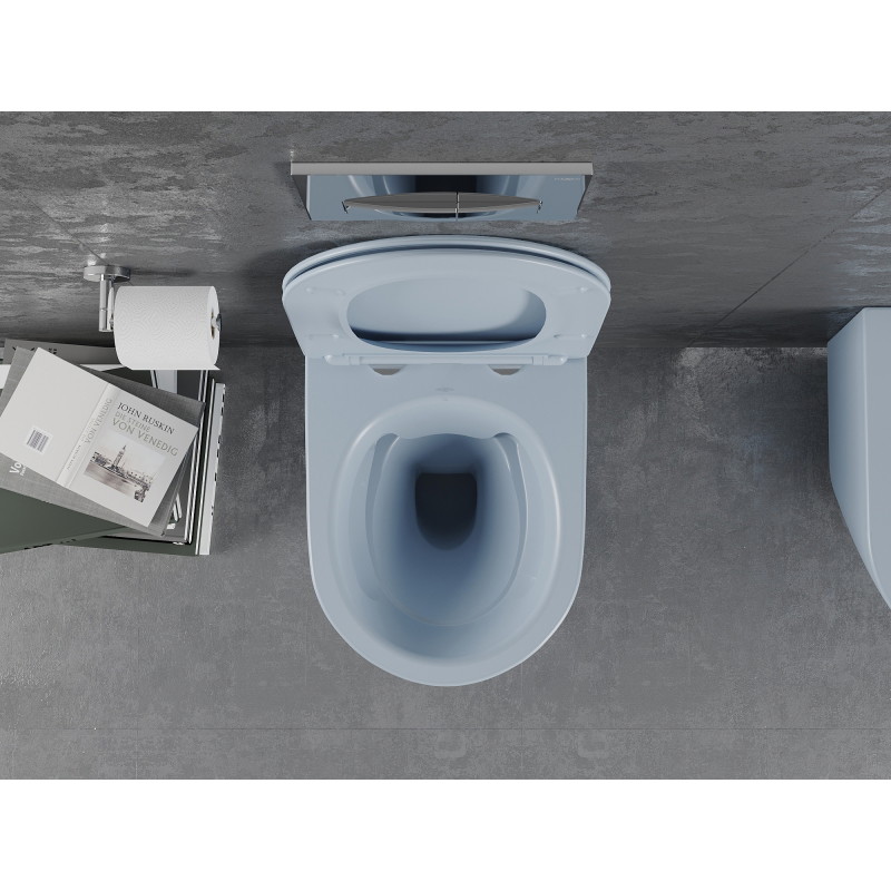 Mexen Lena WC mísa Rimless se sedátkem slim, duroplast, šedo-modrá matná - 30224069