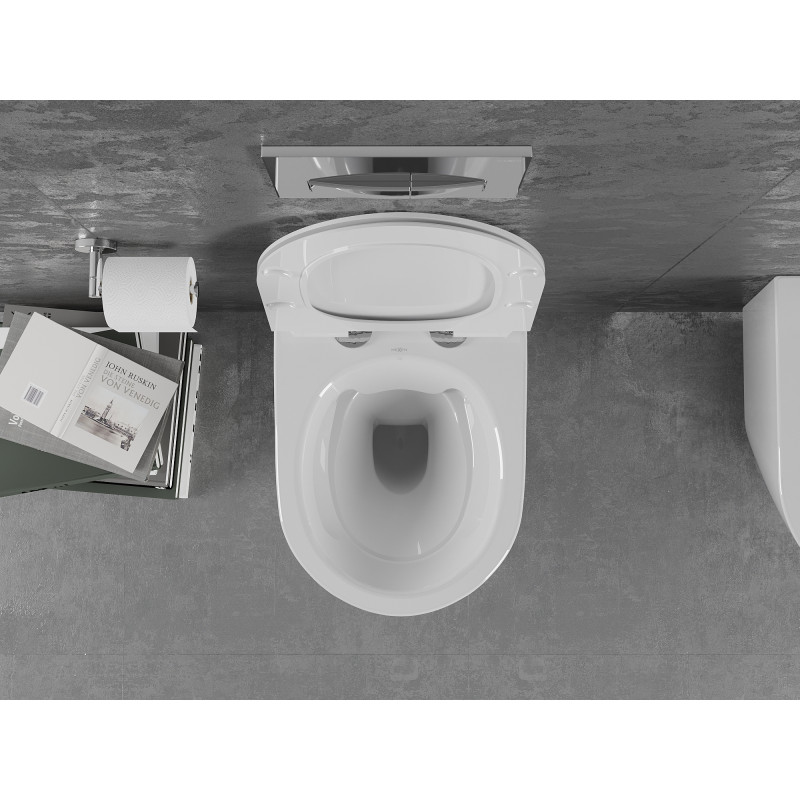 Mexen Lena WC mísa Rimless s pomalu padajícím slim sedátkem, duroplast, bílá vzor - 30224099