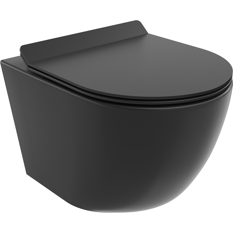 Mexen Lena WC mísa Rimless s pomalu padajícím sedátkem slim, duroplast, černá mat - 30220185