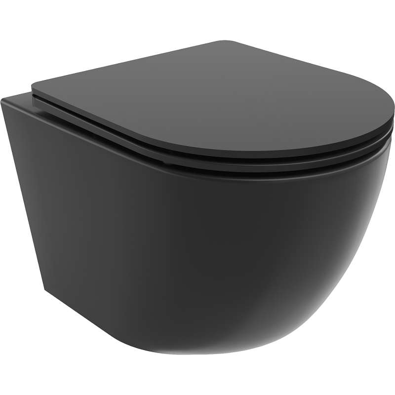 Mexen Lena WC mísa Rimless se sedátkem s pomalým zavíráním slim, duroplast, černá mat - 30221085