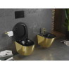 Mexen Lena WC mísa Rimless s pomalu padajícím tenkým sedátkem, duroplast, černá matná/zlatá - 30224076