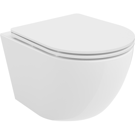 Mexen Lena WC mísa Rimless s pomalu padajícím tenkým sedátkem, duroplast, bílý lesk - 30220300