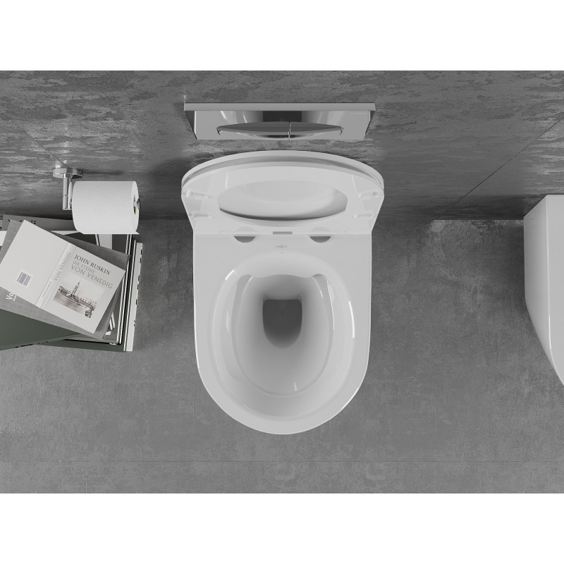 Mexen Lena WC mísa Rimless s pomalu padajícím tenkým sedátkem, duroplast, bílý lesk - 30220300