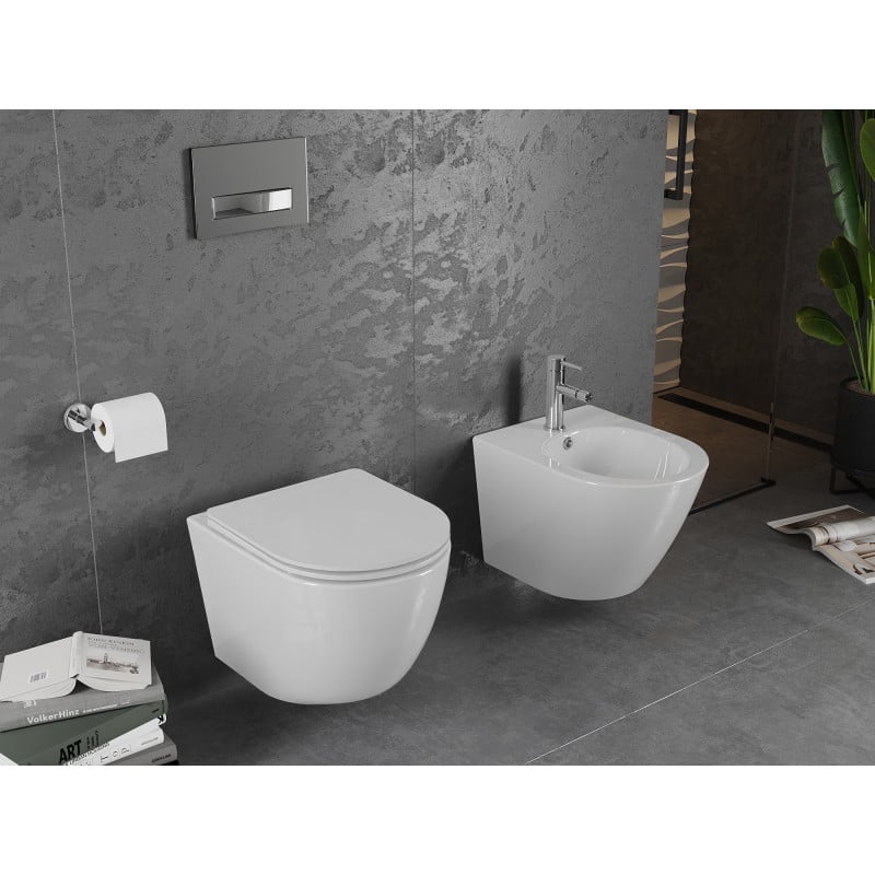 Mexen Lena WC mísa Rimless s pomalu se zavírající deskou slim, duroplast, bílá lesk - 30220300