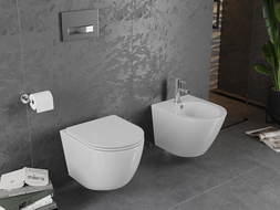 Mexen Lena WC mísa Rimless s pomalu se zavírající deskou slim, duroplast, bílá lesk - 30220300