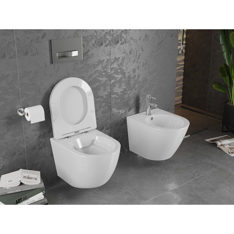 Mexen Lena WC mísa Rimless s pomalu se zavírající deskou slim, duroplast, bílá lesk - 30220300