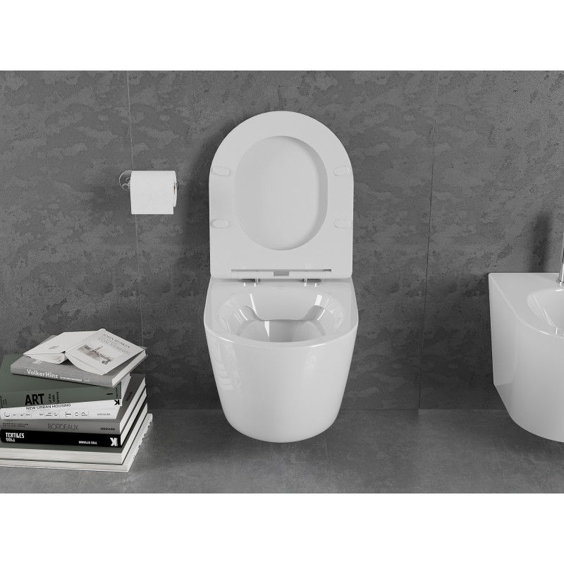 Mexen Lena WC mísa Rimless s pomalu se zavírající deskou slim, duroplast, bílá lesk - 30220300