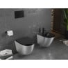 Mexen Lena WC mísa Rimless s pomalu uzavíratelným prkénkem slim, duroplast, černá matná/stříbrný vzor linie - 30224073
