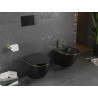 Mexen Lena WC mísa Rimless s pomalu klesající deskou slim, duroplast, černá matná/zlatá linka - 30224075
