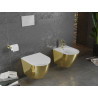 Mexen Lena WC mísa Rimless se záchodovým prknem s pomalým zavíráním slim, duroplast, bílá/zlatá - 30224006