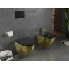 Mexen Lena WC mísa Rimless s pomalu sklopnou slim sedátkem, duroplast, černá matná/zlatý vzor šupin - 30224078