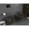 Mexen Lena wc mísa Rimless se sedátkem soft-close slim, duroplast, černá matná/zlatý vzor mřížka - 30224079