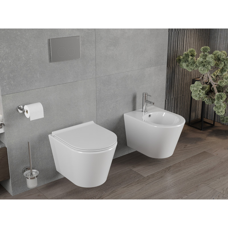 Mexen Rico WC mísa Rimless s pomalu klesající deskou slim, duroplast, bílý lesk - 30720500