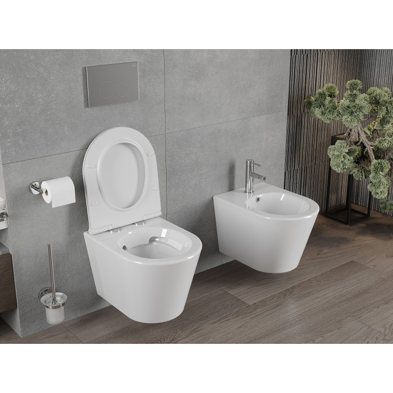 Mexen Rico WC mísa Rimless s pomalu klesající deskou slim, duroplast, bílý lesk - 30720500