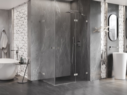 Mexen Lunar Duo sprchový kout s pravými dveřmi 100 x 85 cm, transparentní, kartáčovaný nikl - 834-100P-085L-97-00