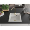 Mexen Vito granitový dřez 1-komorový 520 x 490 mm, bílý, zlatý sifon - 6503521000-20-G