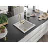Mexen Vito granitový dřez 1-komorový 520 x 490 mm, bílý, zlatý sifon - 6503521000-20-G