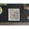 Mexen Vito granitový dřez 1-komorový 520 x 490 mm, bílý, sifon zlatý - 6503521000-20-G