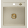 Mexen Vito granitový dřez 1-komorový 520 x 490 mm, béžový, zlatý sifon - 6503521000-69-G