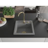 Mexen Vito granitový dřez jednokomorový 520 x 490 mm, šedý, sifon zlatý - 6503521000-71-G