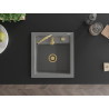 Mexen Vito granitový dřez jednokomorový 520 x 490 mm, šedý, sifon zlatý - 6503521000-71-G
