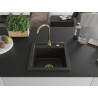 Mexen Vito granitový dřez 1-komorový 520 x 490 mm, černý/zlatý metalický, sifon zlatý - 6503521000-75-G