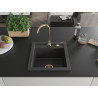 Mexen Vito granitový dřez 1-komorový 520 x 490 mm, černý skvrnitý, zlatý sifon - 6503521000-76-G