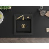Mexen Vito Granitový dřez s jednou komorou 520 x 490 mm, černý, sifon zlatý - 6503521000-77-G