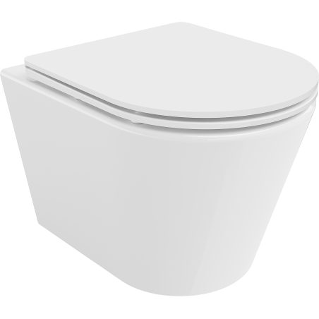 Mexen Rico WC mísa Rimless se sedátkem s pomalým zavíráním slim, duroplast, bílý lesk - 30720300