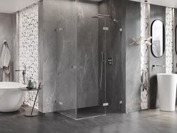 Mexen Lunar Duo sprchová kabina pravá 120 x 115 cm, průhledná, kartáčovaný nikl - 834-120P-115L-97-00