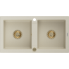Mexen Mario granitový dřez 2-komorový 820 x 436 mm, béžový, zlatý sifon - 6504822000-69-G