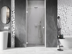 Mexen Lunar-B sprchové dveře levé 50 cm, průhledné, bílé - 832-050-000-20-00-L