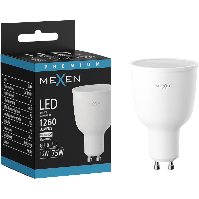 Mexen Nova LED žárovka GU10, 12W, Neutrální - 4000K, 1260 lm - L108-GU10-1240-01